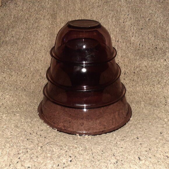 Set of 4 PYREX VISION Cranberry Mixing Bowls-Near Mint Condition - Picture 1 of 9